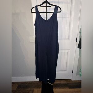 CuddlDuds Size Large Navy‎ Blue Sleeveless Casual Wide Leg Ankle Jumpsuit